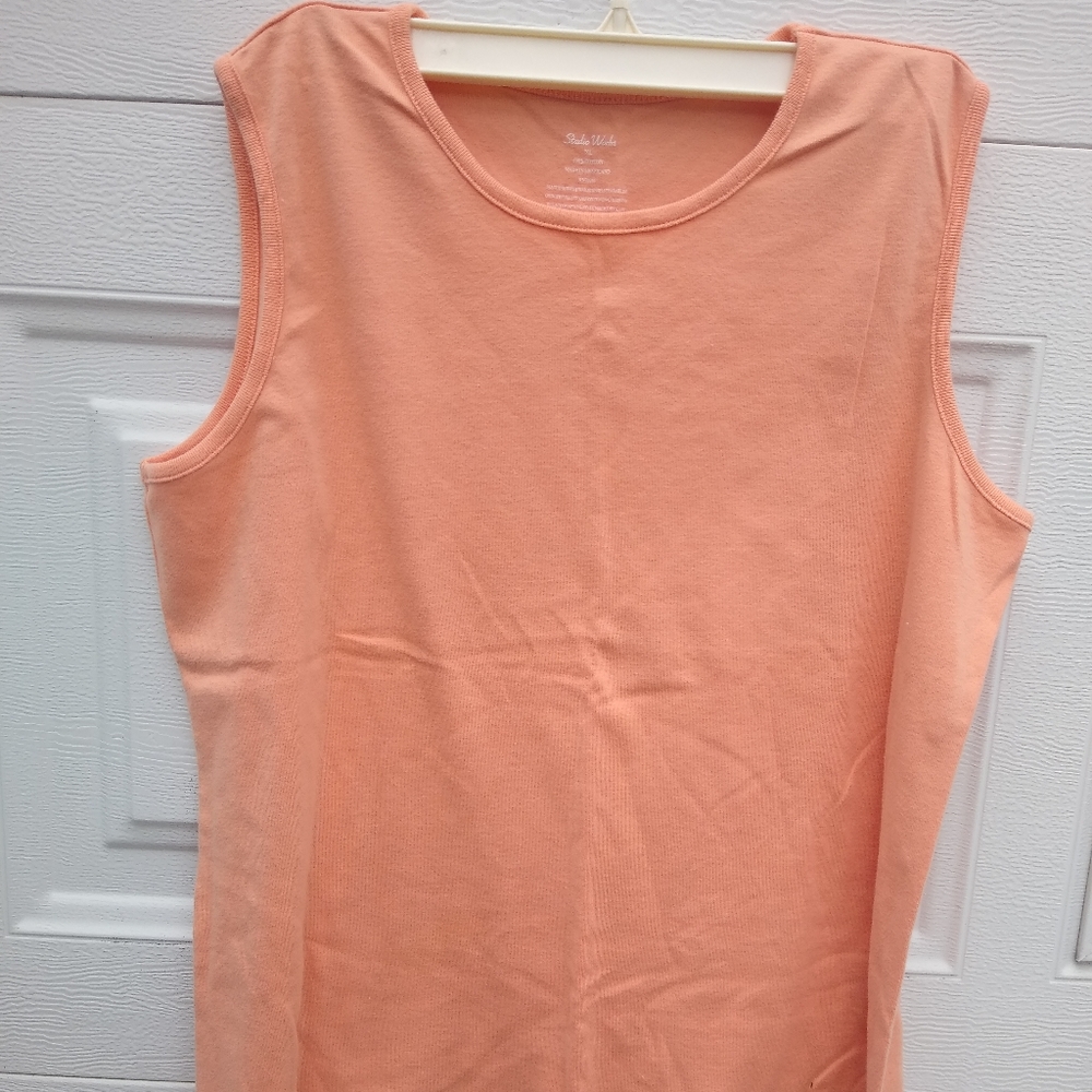 Studio Works Women's Lt. Orange Tank Top Size 1X